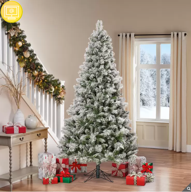 Árbol de Navidad Artificial Escarchado y Diamantado de 2.2m Preiluminado con 1150 Luces Radiant Micro LED